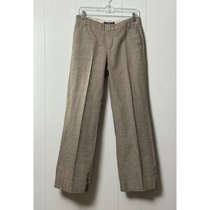 Gap Women's Wide Leg Linen Blend Trousers Brown Textured Dress Pants Size 2 Long
